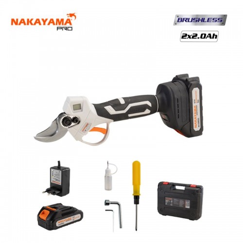 NAKAYAMA EC1250 Ψαλίδι Κλάδου Μπαταρίας 21V,Brushless,0-22/28mm,1kg 2x2Ah Li-Ion,Βαλίτσα *