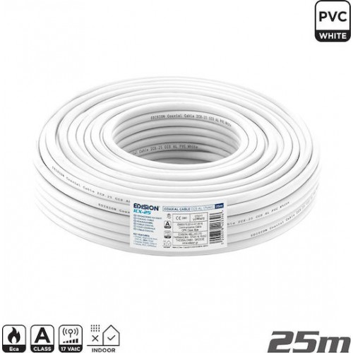 EDISION 26-05-0003 ΚΑΛΩΔΙΟ Coaxial ICX-25 CCS AL Eca PVC Λευκό 25m