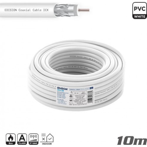 EDISION 26-05-0002 ΚΑΛΩΔΙΟ Coaxial ICX-10 CCS AL Eca PVC Λευκό 10m
