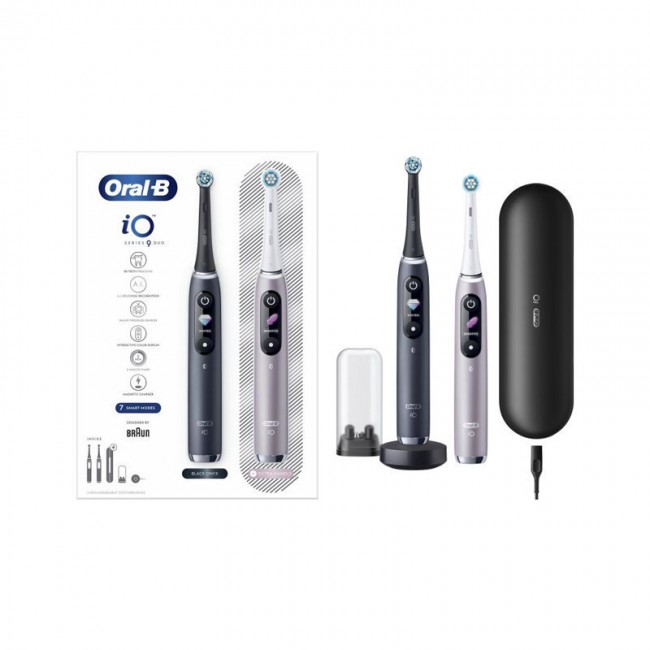 Oral-B iO Series 9 Ηλεκτρική Οδοντόβουρτσα με Χρονομετρητή Βουρτσίσματος, Αισθητήρα Πίεσης & Θήκη Ταξιδίου Black Onyx / Rose Quartz Διπλή Συσκευασία 83921227 Oral-B iO Series 9 Ηλεκτρική Οδοντόβουρτσα με Χρονομετρητή Βουρτσίσματος, Αισθητήρα Πίεσης & Θήκη Ταξιδίου Black Onyx / Rose Quartz Διπλή Συσκευασία 83921227