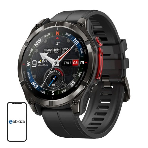 Zeblaze Stratos 4 Pro Stainless Steel 49mm Αδιάβροχο Smartwatch με Παλμογράφο (Μαύρο)