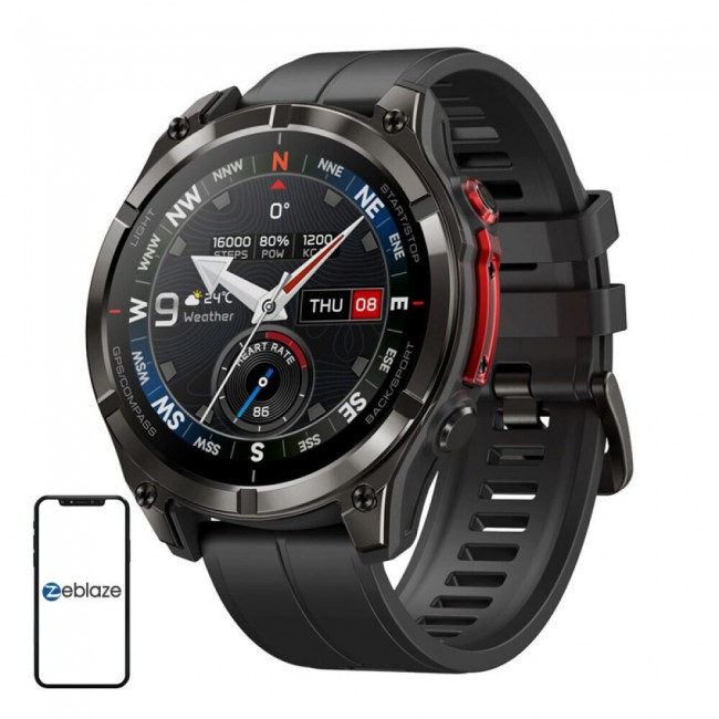 Zeblaze Stratos 4 Pro Stainless Steel 49mm Αδιάβροχο Smartwatch με Παλμογράφο (Μαύρο)