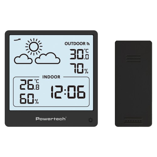 Powertech PT-1657 Ασύρματος Μετεωρολογικός Σταθμός Ψηφιακός Επιτραπέζιος / Επίτοιχος Μαύρος