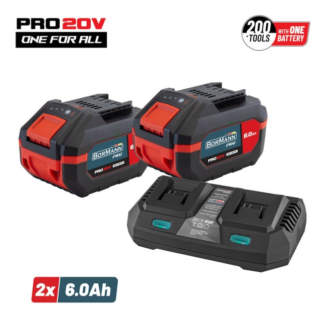 Bormann Pro BBP9866 Σετ 2 Μπαταριών Εργαλείου Λιθίου 20V με Χωρητικότητα 6Ah Starter Kit * Bormann Pro BBP9866 Σετ 2 Μπαταριών Εργαλείου Λιθίου 20V με Χωρητικότητα 6Ah Starter Kit *