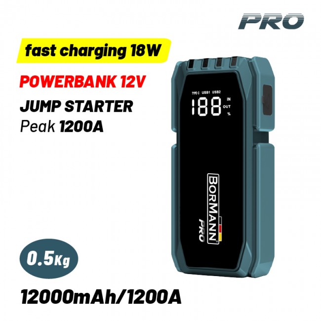 Bormann Pro BBC8530 Φορητός Εκκινητής Μπαταρίας Αυτοκινήτου & Μοτοσυκλέτας 12000mAh με Power Bank / USB 12V 18W * Bormann Pro BBC8530 Φορητός Εκκινητής Μπαταρίας Αυτοκινήτου & Μοτοσυκλέτας 12000mAh με Power Bank / USB 12V 18W *