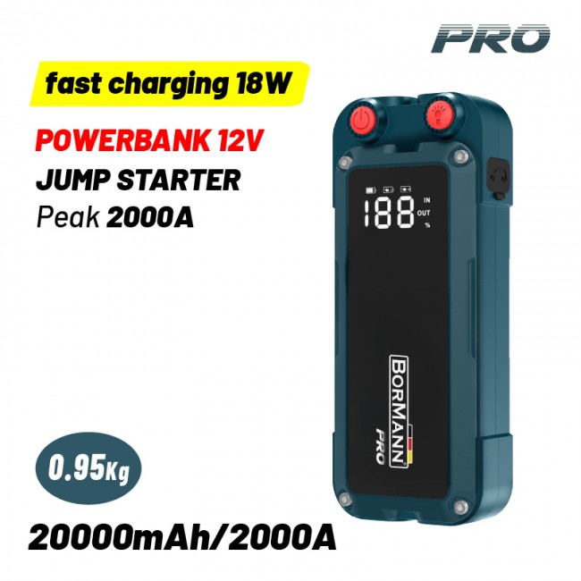 Bormann Pro BBC9030 Φορητός Εκκινητής Μπαταρίας Αυτοκινήτου & Μοτοσυκλέτας 20000mAh με Power Bank / USB / Φακό 12V *