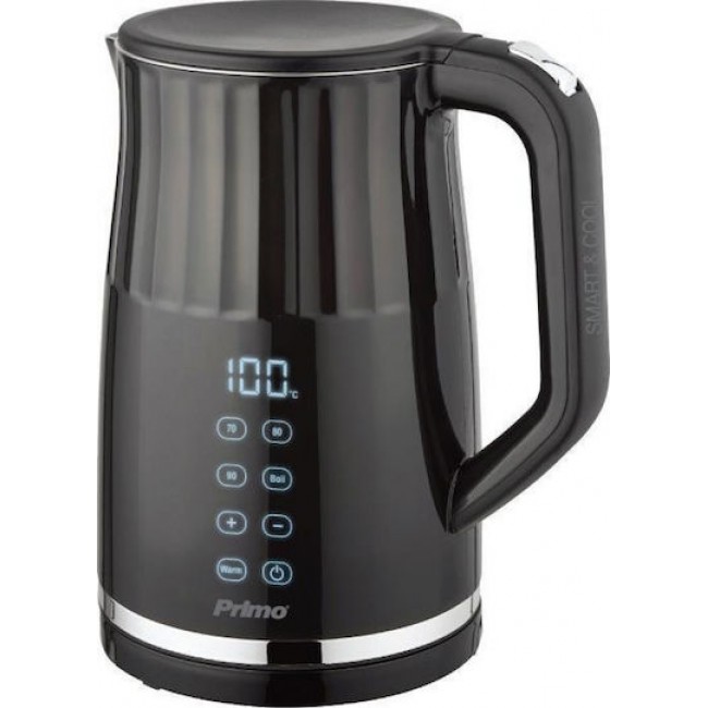 Primo PRCK-40429 Μαύρος Βραστήρας 1.7L 2200W Digital Ανοξείδωτος Cool touch *