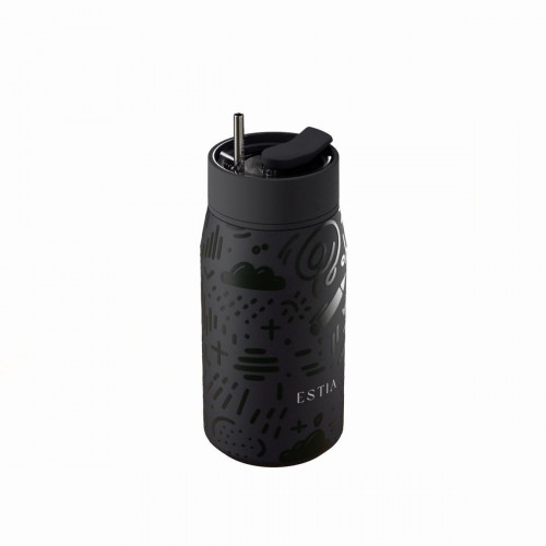 Estia 01-42943 Lens Save The Aegean Ποτήρι Θερμός Ανοξείδωτο BPA Free 360ml Noir Echo με Καλαμάκι *