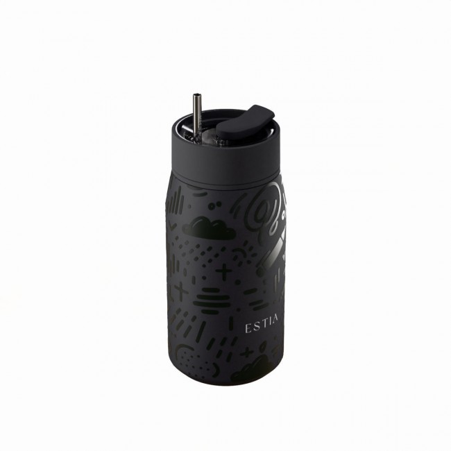 Estia 01-42943 Lens Save The Aegean Ποτήρι Θερμός Ανοξείδωτο BPA Free 360ml Noir Echo με Καλαμάκι *