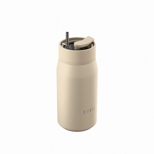 Estia 01-42820 Lens Save The Aegean Ποτήρι Θερμός Ανοξείδωτο BPA Free 360ml Dune με Καλαμάκι *