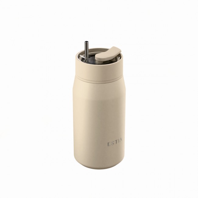 Estia 01-42820 Lens Save The Aegean Ποτήρι Θερμός Ανοξείδωτο BPA Free 360ml Dune με Καλαμάκι *