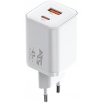 ATC CHF20 Φορτιστής Χωρίς Καλώδιο GaN με Θύρα USB-A και Θύρα USB-C 45W Power Delivery Λευκός 