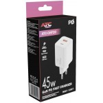 ATC CHF20 Φορτιστής Χωρίς Καλώδιο GaN με Θύρα USB-A και Θύρα USB-C 45W Power Delivery Λευκός 