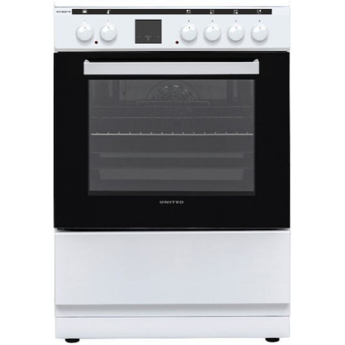 United UFV-68287TP Κουζίνα 69lt με Κεραμικές Εστίες Π60εκ. Λευκή (ανοιχτη συσκευασια) *