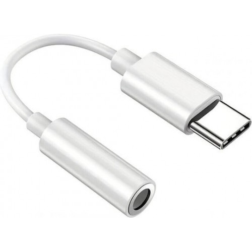 POWERTECH CAB-UC084 λευκός αντάπτορας USB-C σε 3.5mm 