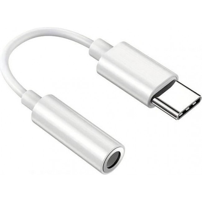 POWERTECH CAB-UC084 λευκός αντάπτορας USB-C σε 3.5mm POWERTECH CAB-UC084 λευκός αντάπτορας USB-C σε 3.5mm