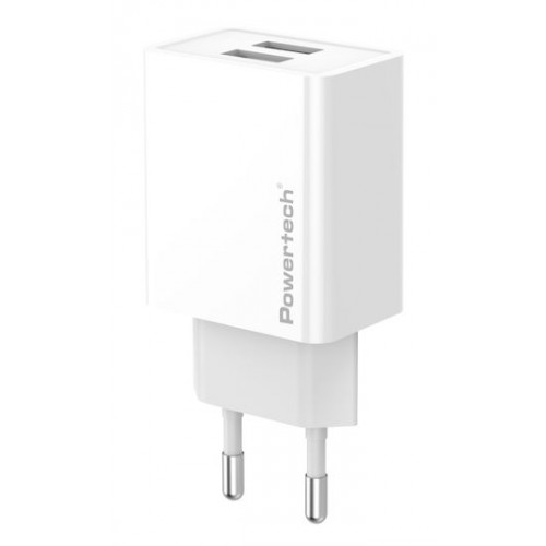 Powertech PT-1321 Φορτιστής Χωρίς Καλώδιο με 2 Θύρες USB-A 12W Λευκός 