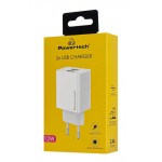 Powertech PT-1321 Φορτιστής Χωρίς Καλώδιο με 2 Θύρες USB-A 12W Λευκός 