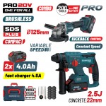 Bormann BBP5303X44Τ2CA Σετ Πνευματικό Σκαπτικό & Γωνιακός Τροχός Μπαταρίας Brushless 20V Li-Ion σε Βαλίτσα μεταφοράς (2x4.0Ah) *