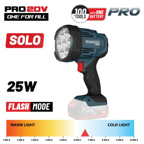 BORMANN Pro BBP3905 Φακός Προβολέας Μπαταρίας 20V, 1000/2500Lm, SOLO *