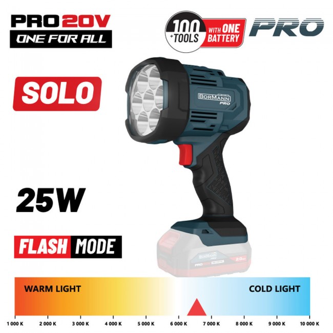 BORMANN Pro BBP3905 Φακός Προβολέας Μπαταρίας 20V, 1000/2500Lm, SOLO *