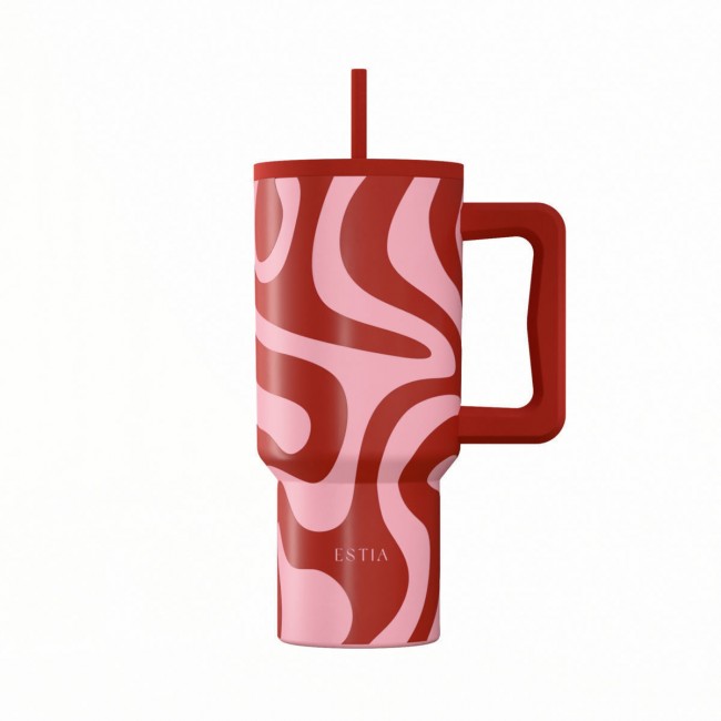 ESTIA 01-41588 ΘΕΡΜΟΣ STRAW TUMBLER XL SAVE THE AEGEAN 900ml CORAL WAVES * ESTIA 01-41588 ΘΕΡΜΟΣ STRAW TUMBLER XL SAVE THE AEGEAN 900ml CORAL WAVES *