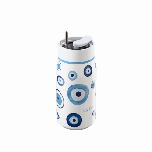 Estia 01-42967 Lens Save The Aegean Μπουκάλι Θερμός Ανοξείδωτο 360ml Spirit Luck με Καλαμάκι *