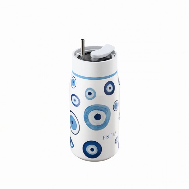 Estia 01-42967 Lens Save The Aegean Μπουκάλι Θερμός Ανοξείδωτο 360ml Spirit Luck με Καλαμάκι *