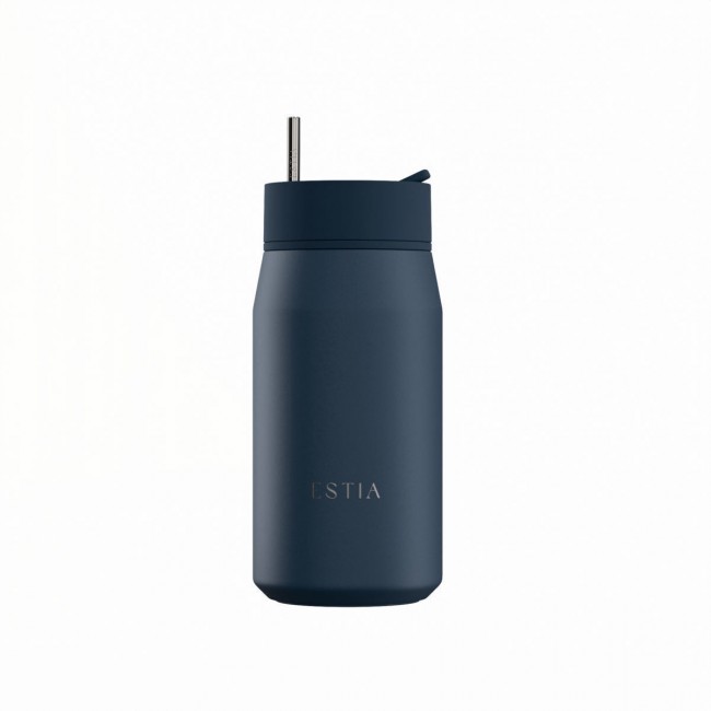 Estia 01-42790 Lens Save The Aegean Μπουκάλι Θερμός Ανοξείδωτο BPA Free 360ml Indigo με Καλαμάκι *