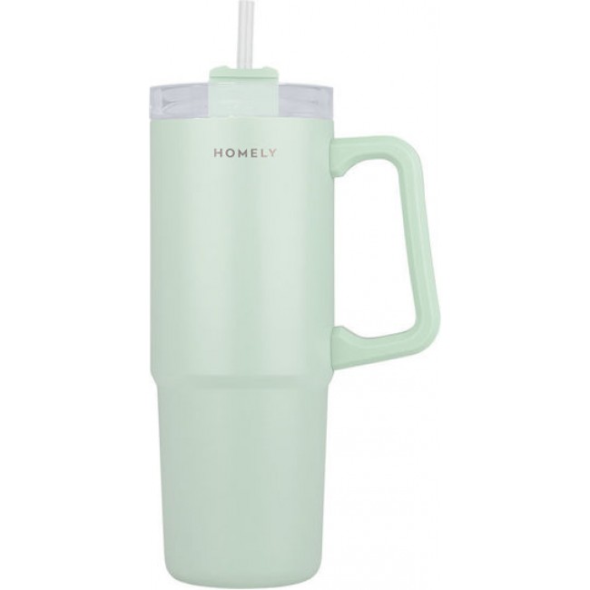 Homely Estia 01-34559  Θερμός Straw Tumbler  900ml Seafoam*