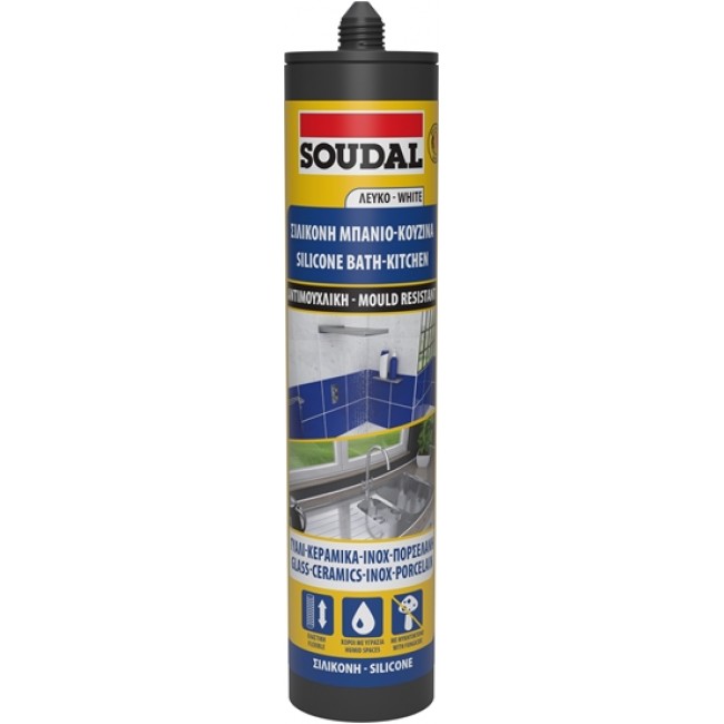 SOUDAL Σιλικόνη αντιμουχλική λευκή 280ml 122990142
