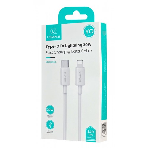 Usams SJ712USB02 USB-C to Lightning Cable 30W Λευκό 1m 