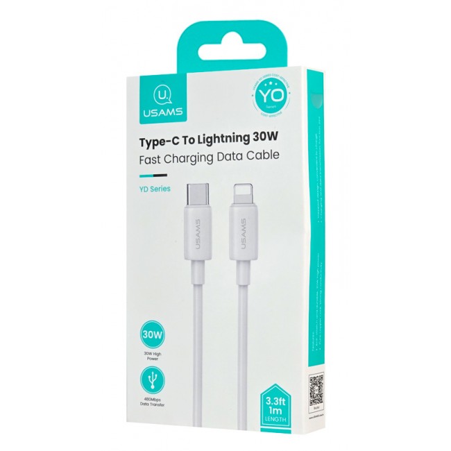 Usams SJ712USB02 USB-C to Lightning Cable 30W Λευκό 1m 
