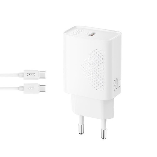 XO Φορτιστής με Θύρα USB-C και Καλώδιο USB-C - USB-C 30W Power Delivery Λευκός (XO-L162C) 16.006.0416