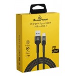 Powertech PTR-0169 USB 2.0 Cable USB-C male - USB-A 60W PD Μαύρο 1.5m 