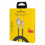 POWERTECH PTR-0199 καλώδιο USB-C σε USB , PD 60W, 480Mbps, 1m, μαύρο/γκρι