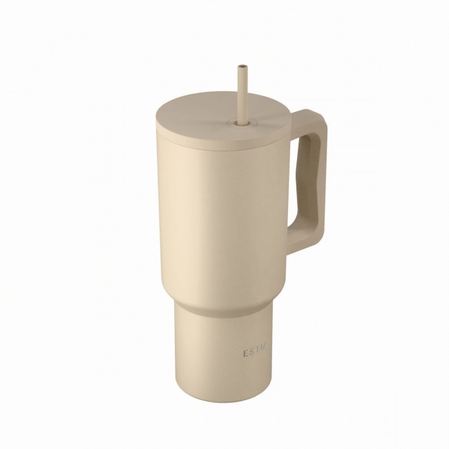 Estia 01-41489 Straw Tumbler Xl Save The Aegean Ανακυκλώσιμο Handled Tumbler Θερμός Ανοξείδωτο BPA Free 900ml Dune με Καλαμάκι και Λαβή *