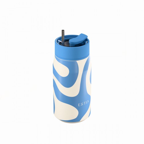 Estia 01-43032 Lens Save The Aegean Ποτήρι Θερμός Ανοξείδωτο BPA Free 360ml Ocean Waves με Καλαμάκι *