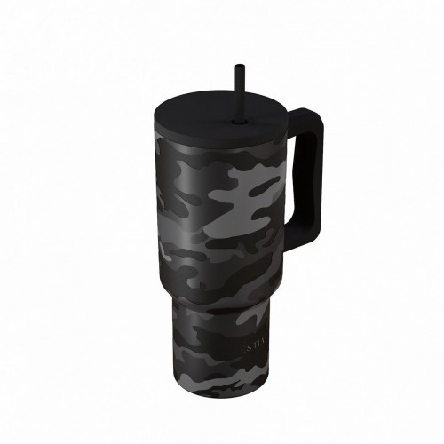 Estia 01-46163 Straw Tumbler XL Save The Aegean Ανακυκλώσιμο Handled Tumbler Θερμός Ανοξείδωτο BPA Free 900ml Dark Camo με Καλαμάκι και Λαβή *