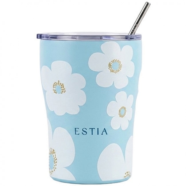Estia 01-49034 Coffee Mug Save The Aegean Ποτήρι Θερμός Ανοξείδωτο BPA Free 350ml Blue Daisy με Καλαμάκι * Estia 01-49034 Coffee Mug Save The Aegean Ποτήρι Θερμός Ανοξείδωτο BPA Free 350ml Blue Daisy με Καλαμάκι *