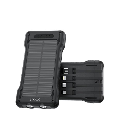 XO PR290 Solar Power Bank 10000mAh με 4 Eνσωματωμένα Καλώδια 16.010.0111