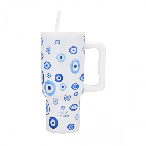 Estia 01-35204  Θερμός STRAW Tumber XL Save The Aegean  Spit Of Luck 900ml *