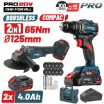 Bormann Pro BBP5433X44T2CA Σετ Compact Brushless Κρουστικό Δραπαν/βιδο 65Νm & Γωνιακός Τροχός, ΒMC * Bormann Pro BBP5433X44T2CA Σετ Compact Brushless Κρουστικό Δραπαν/βιδο 65Νm & Γωνιακός Τροχός, ΒMC *