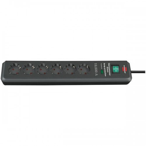 Brennenstuhl 1159540366 Πολύπριζο 6 θέσεων με Διακόπτη και Προστασία Υπέρτασης Μαύρο