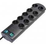 Brennenstuhl 1153300120 Primera-Line Πολύπριζο Ασφαλείας DUO 10xSchuko 2xΔιακόπτες 2m Μαύρο **