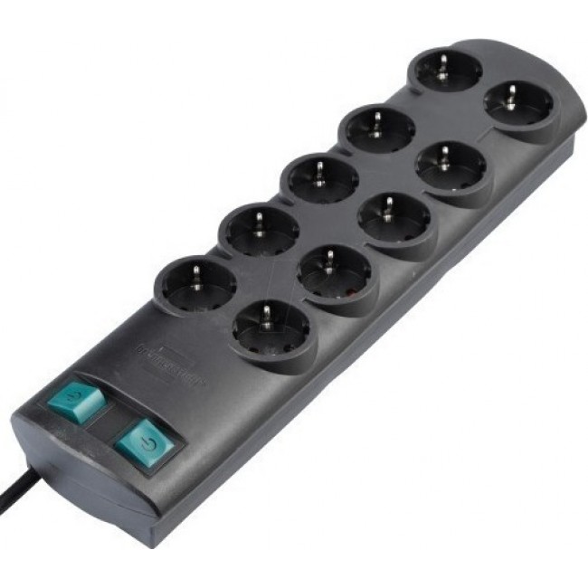 Brennenstuhl 1153300120 Primera-Line Πολύπριζο Ασφαλείας DUO 10xSchuko 2xΔιακόπτες 2m Μαύρο **