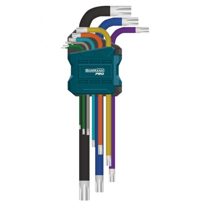 BORMANN Pro BHT7242 Σετ 9τεμ Torx με Τρύπα,Μακρύ,με Χρωματικό Κώδικα 