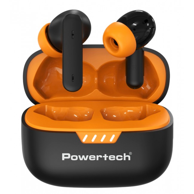 Powertech PT-1431 Μαύρα In-ear Bluetooth Handsfree Ακουστικά με Θήκη Φόρτισης 