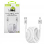 Lime Successories Lime USB-C Type C To USB-C Type C 4A ΦΟΡΤΙΣΗΣ-Data Durable Magnetic Braided 1.2m LBMCC01 68W WHITE