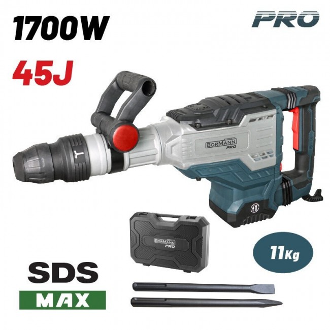 BORMANN Pro BDH3250 Κατεδαφιστικό Πιστολέτο SDS-MAX,1700W,45J,200-2100bpm & Βαλίτσα με Καλέμι-Βελόνι  *